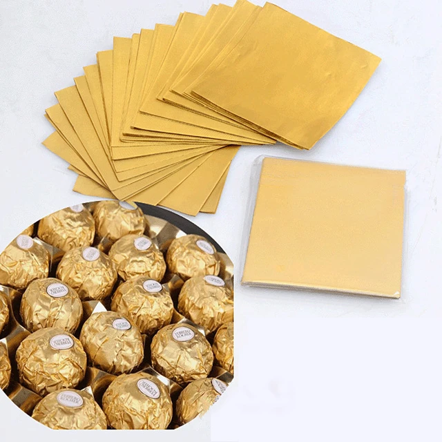 Moyic 100 Uds DIY papel de aluminio dorado caramelo Chocolate galletas lata  papel de regalo embalaje decoración boda fiesta suministros Artesanía papel  de aluminio dorado