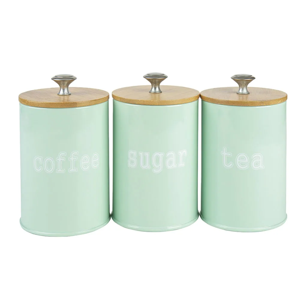 3Pcs/Set Kitchen Metal Spice Seasoning Canister Salt Sugar Pepper Container Jar