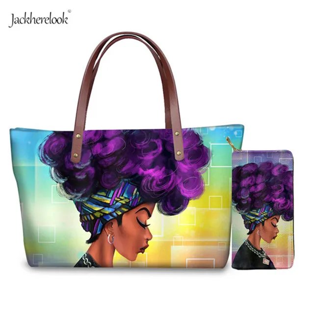 2 шт./компл. модный набор женских сумок искусство Африканский Американский черный девушка печать женские сумки сумка кошелек монеты телефон сумка - Цвет: HX694AL-Z21
