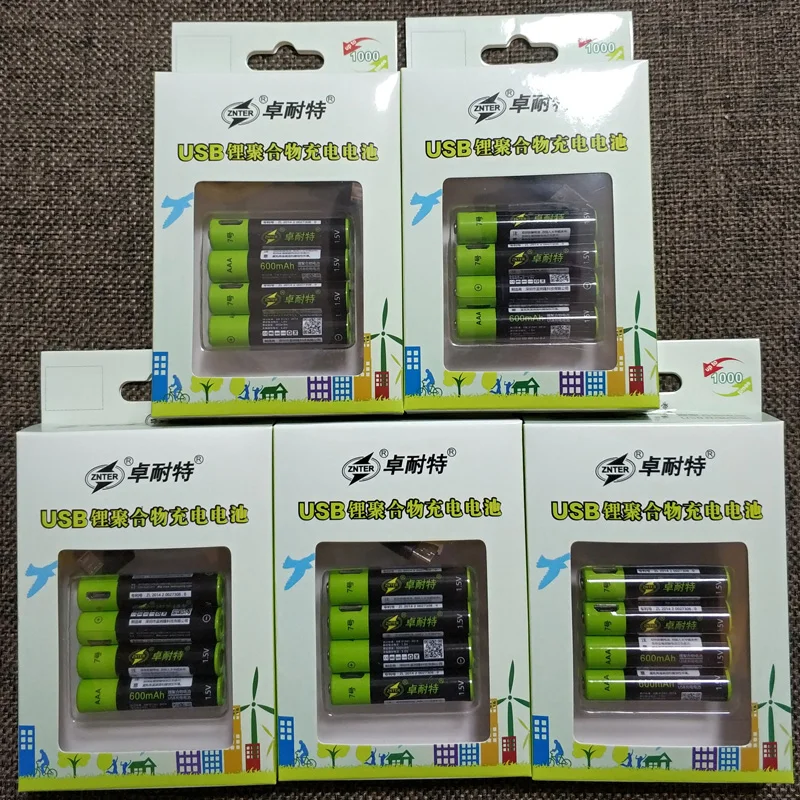 Оптoвaя прoдaжa 5 парки ZNTER 2550mwh 1,5 V USB AA 1700 мАч AAA 600 мА/ч, литий-полимерная аккумуляторная литиевая батарея