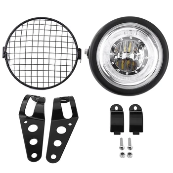 

NEW-6.5 Inch Universal Motorcycle Front Headlight+ Lampshade Mesh Protector for CG125 GN125 Cafe Racer Bobber