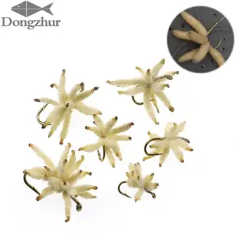 

6PCS Ultra Maggots Fly Maggot Cluster Fly for Trout Carp Perch Fishing Artificial Worm Insect Bait Fishing Lure Size 14 16 18