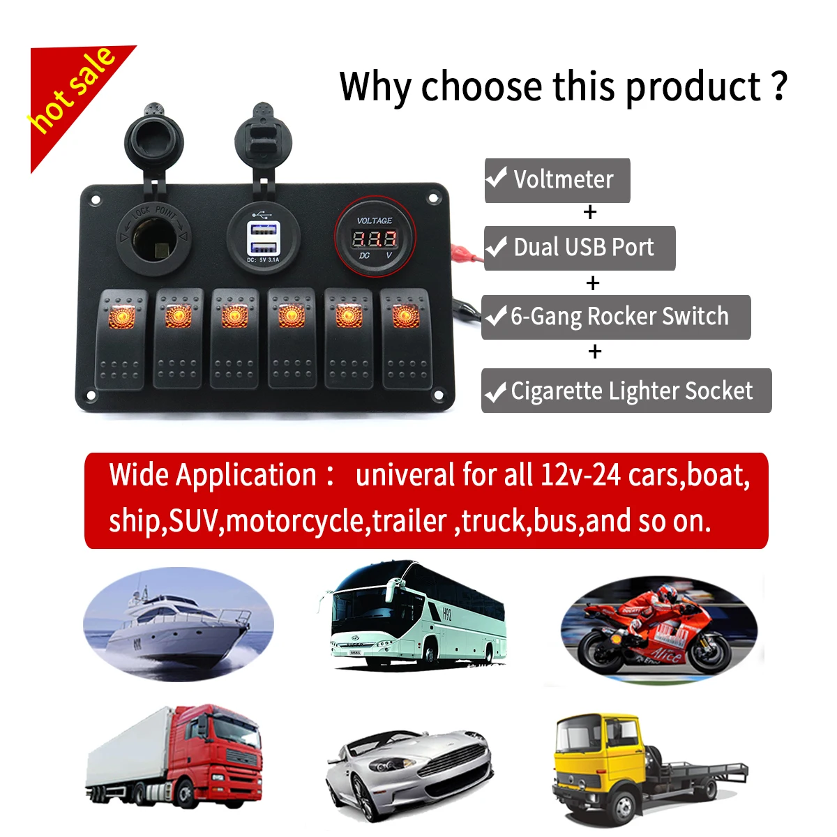 IZTOSS 12 V-24 V DC 6 Gang Авто морской катер Accessior RV Оранжевый Светодиодный переключатель кулисный переключатель Панель