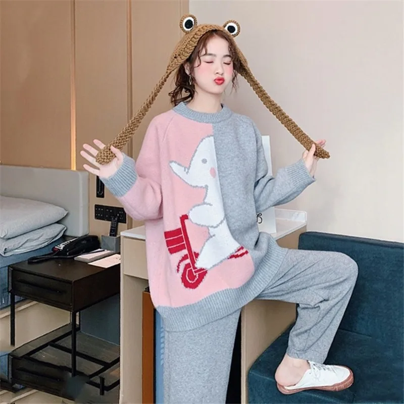 

2020 Autumn and Winter New Thick Cartoon Anime Pullover Sweater for Female Students Round Neck Bottoming Korean Loose Sweater