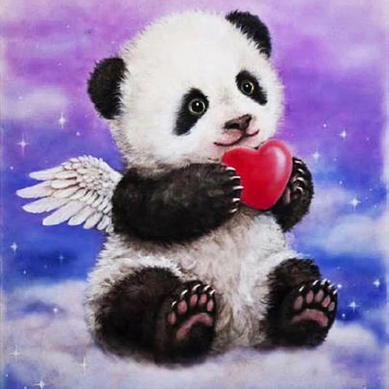 

DIY Diamond Art Painting Panda Drill Round Diamond Embroidery Picture Rhinestone Diamond Mosaic Cartoon Home Decor