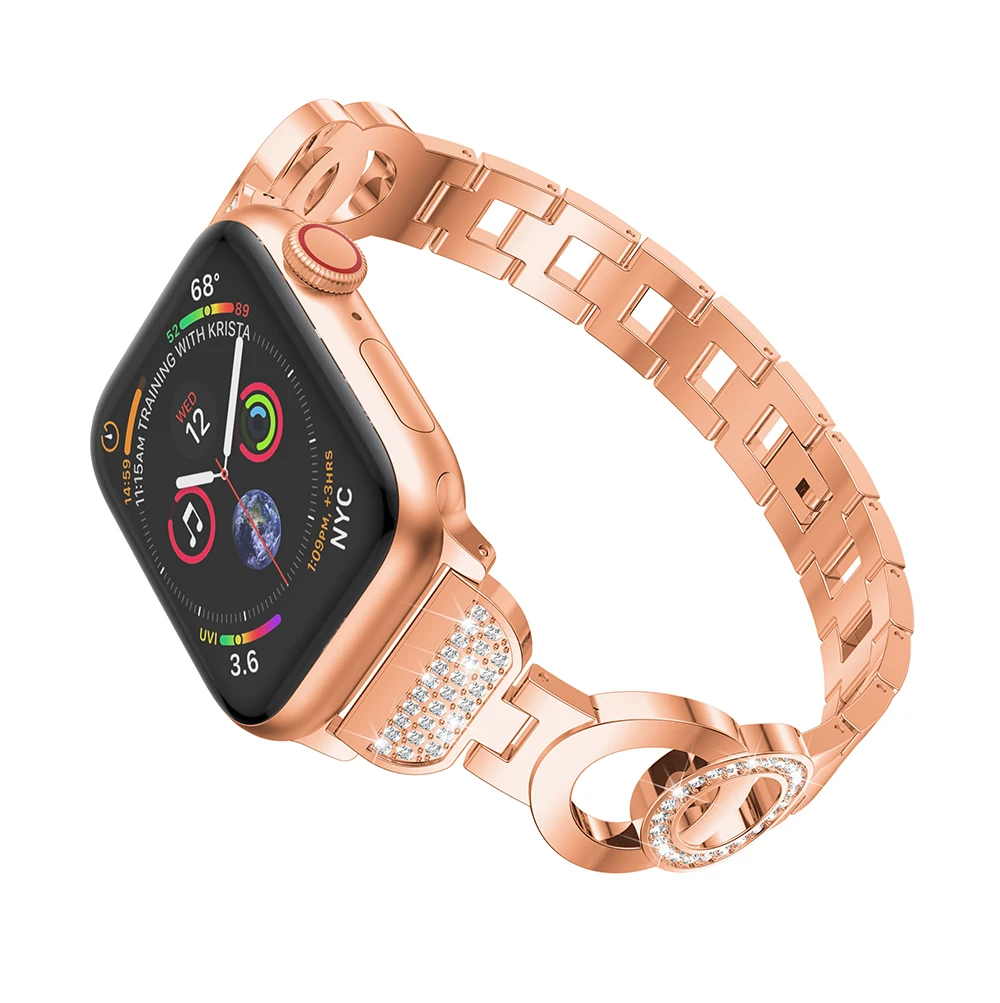 Ремешок из нержавеющей стали для Apple Watch 42 мм 38 мм Серия 1 2 3 Замена алмазный браслет для iWatch 4 ремешок 40 мм 44 мм металлический ремень