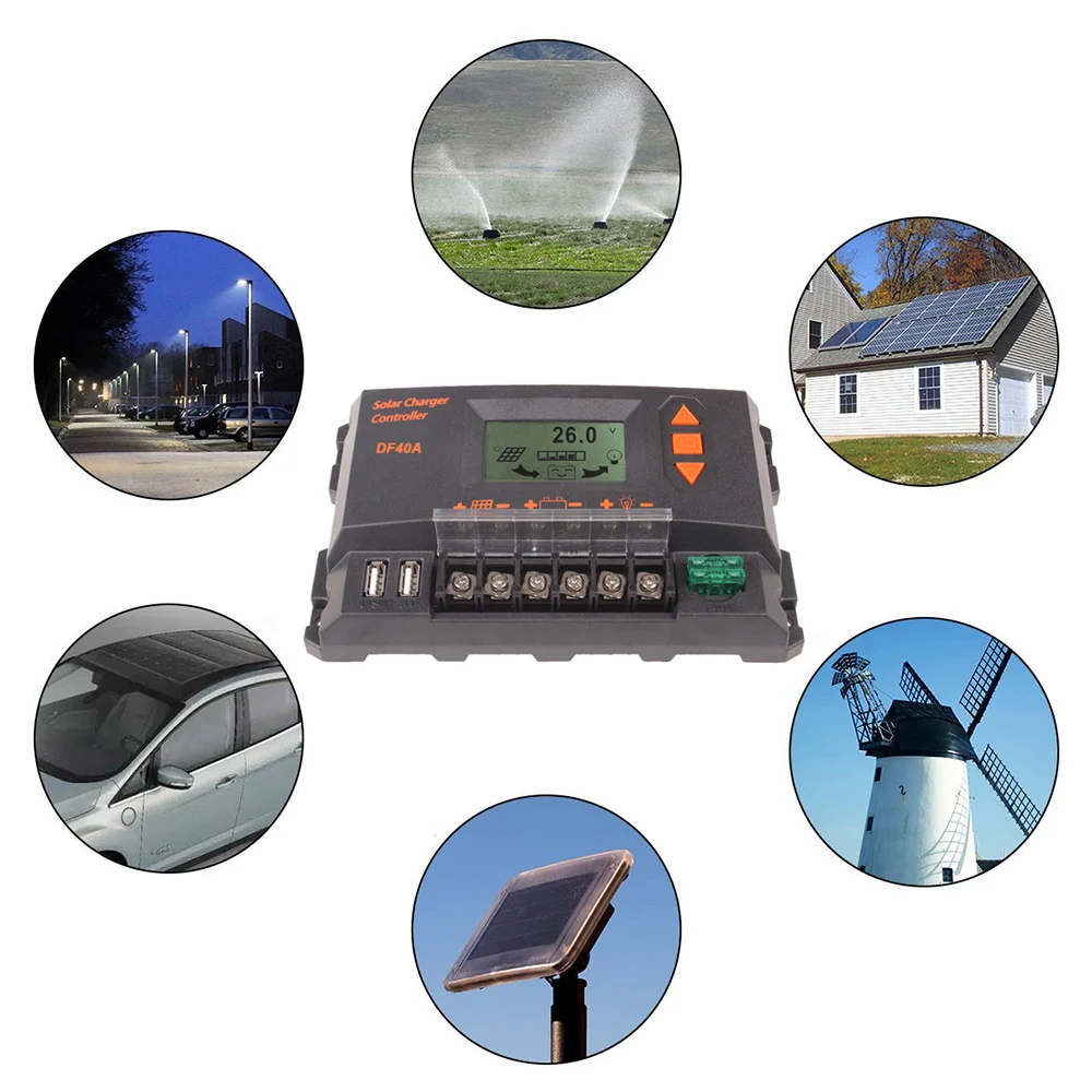 

10A Solar Charge Controller PWM Solar Panel Charger Controller 12V 24V Battery Intelligent Regulator with LCD Display Dual USB