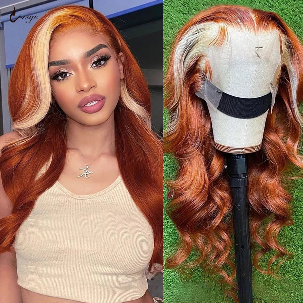 30 inch Ginger Lace Front Wig 613 Blonde Body Wave Lace Front Wig Colored Human Hair Wigs for Women Transparent Lace Frontal Wig