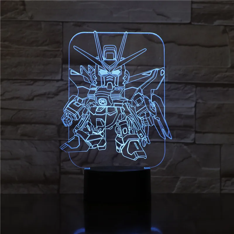 GUNDAM детский Ночной светильник светодиодный сенсорный датчик прикроватный красочный ночной Светильник детский праздничный подарок 3D лампа RGB GUNDAM