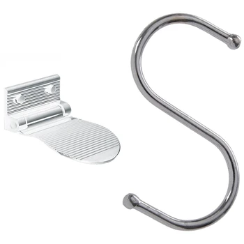 

1 Set Bathroom Footrest Anti-Slip Foot Rest Pedal & 10 Pcs S Steel Hooks Kitchen Meat Pan Utensil Clothes Hanger