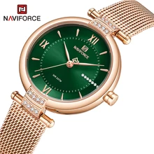 

NAVIFORCE Fashion Gold Women Watch Luxury Simple Lady Quartz Wristwatch Elegant Girl Gift Bracelet Female Clock Relogio Feminino