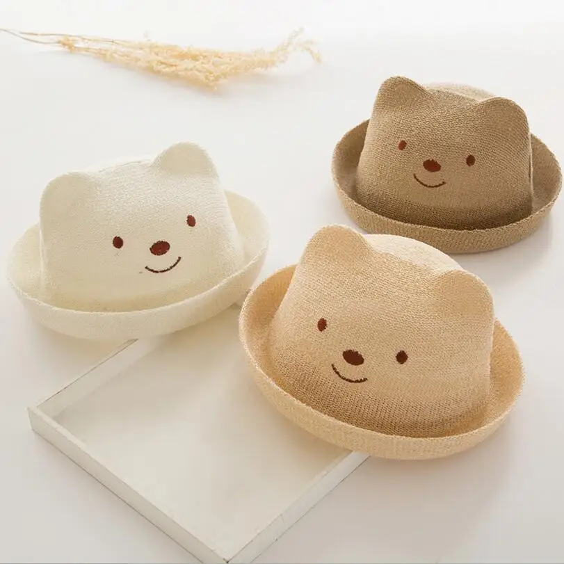

Infant Male Baby Straw Hat College Style Sun-resistant Summer Children Infants Korean-style Hat Summer Thin Section Summer Hat B