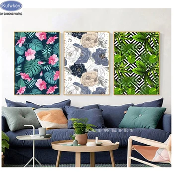 

3pcs plant diamond crystal embroidery diamond painting Green succulent Cross Stitch mosaic Picture Of Rhinestones Gift Handmade,