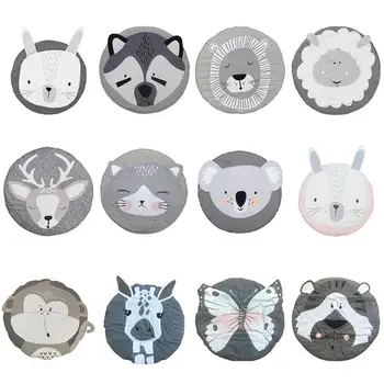

Baby Game Crawling Mat Newborn Cartoon Animal Cotton Blanket Round Floor Carpets for Kids Room Nursery Decor