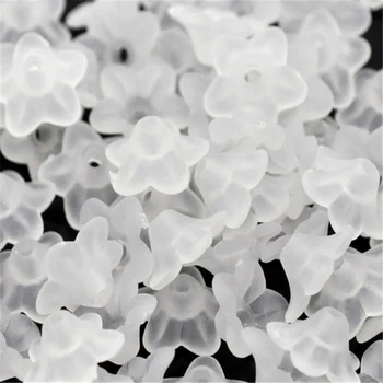 

800PCs Doreen Box Lily Flower Frosted Acrylic Beads White Color For DIY Jewelry Making Accessories Wholesale 10x4mm, Hole: 1.2mm