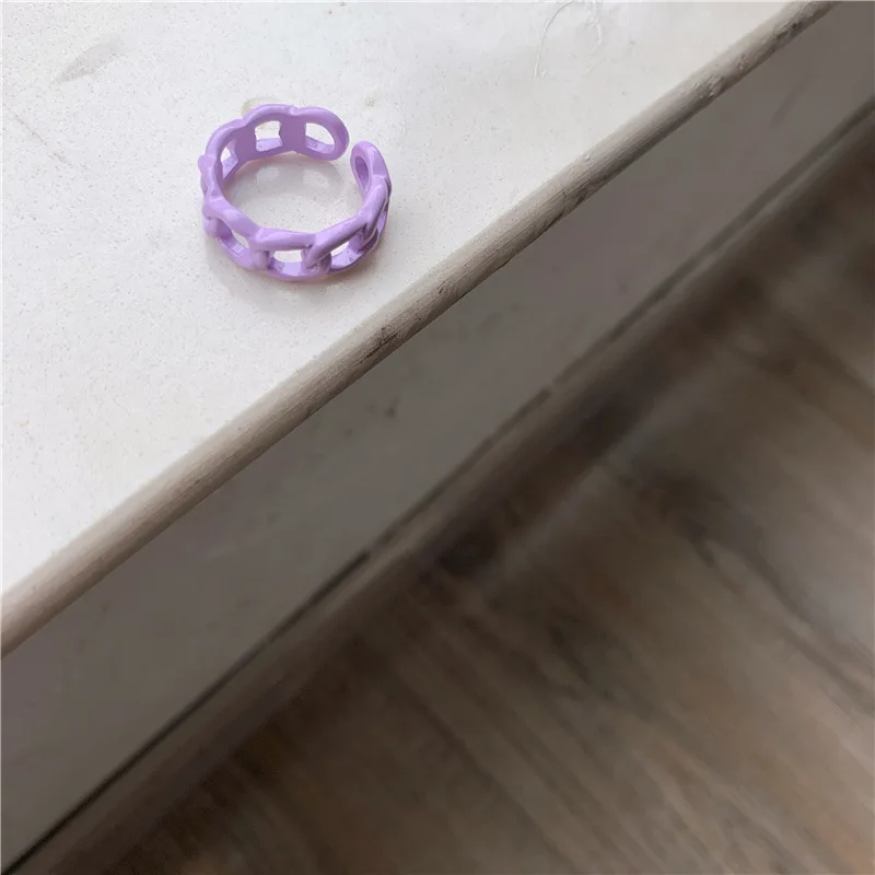 Karnoz 7PCS Style Spray Paint Ring Handmade Free Shipping Korean Design Sense Metal Chain Opening Jewelry Niche Color New Female