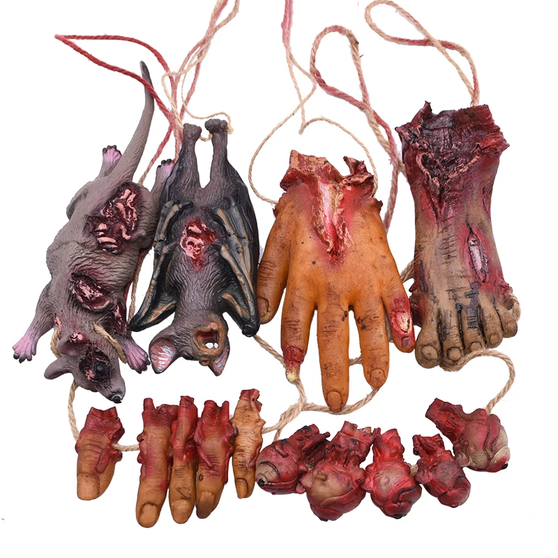 Halloween Organs Realistic Broken Hands and Broken Feet Hanging Pendant Haunted House Venue Layout Props Decoration