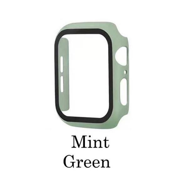 Mint Green Чехол для часов+ Защитная пленка для экрана для Apple Watch Series 5 4 40 мм 44 мм защитная пленка из закаленного стекла для iWatch 38 мм 42 мм - Цвет: Mint Green