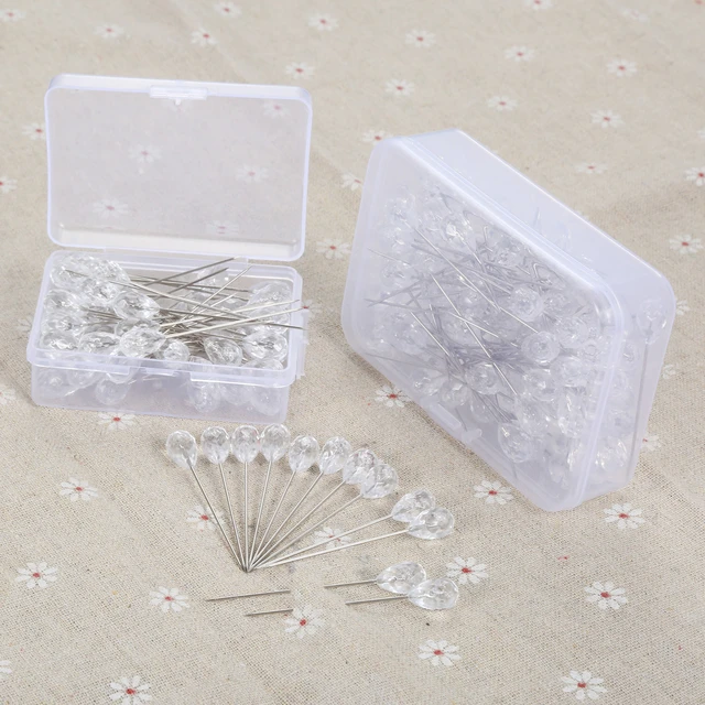 50pcs Diamond Crystal Head Sewing Pins Corsage Pins Wedding Party  Decorations Straight Pins DIY Apparel Sewing accessories