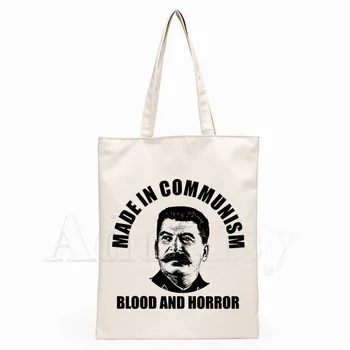 

ALLIED NATIONS JOSEPH STALIN Print Reusable Shopping Bag Women Canvas Tote Bags Printing Eco Bag Cartoon Shopper Shoulder Bags
