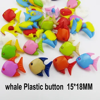 

100pcs Animal Fish whale button mixed colors Dyed Plastic buttons coat boots sewing clothes accessories P-249