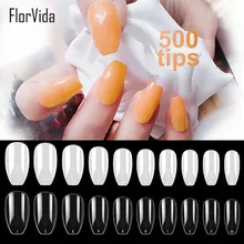 Florvida 500 шт набор накладные акриловые накладные ногти поддельные ногти гроб балет длинный пластиковый прозрачный дизайн для маникюра ногтей набор