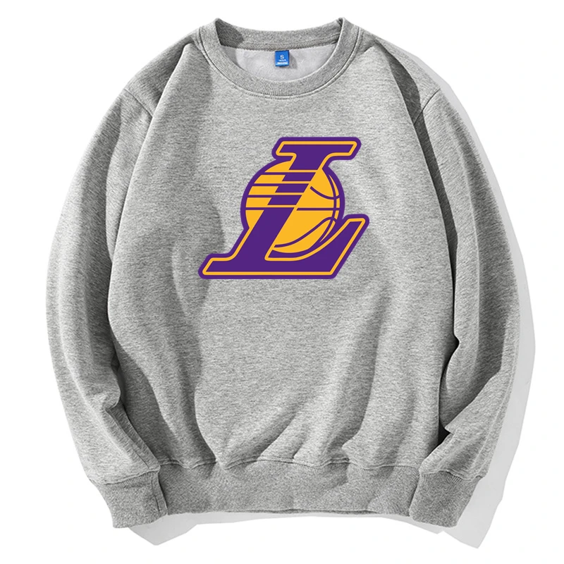 

Lakers Lover Hoodies Sweatshirts Winter Warm Round Neck Long Sleeve Soft Plus Velvet Warm Casual Streetwear Mens Sweatshirts