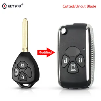 

KEYYOU 3 Buttons Remote Key Shell Case For Toyota Camry Yaris Corolla RAV4 Hilux Vitz Crown Avalon Venza REIZ Toy43 Blade