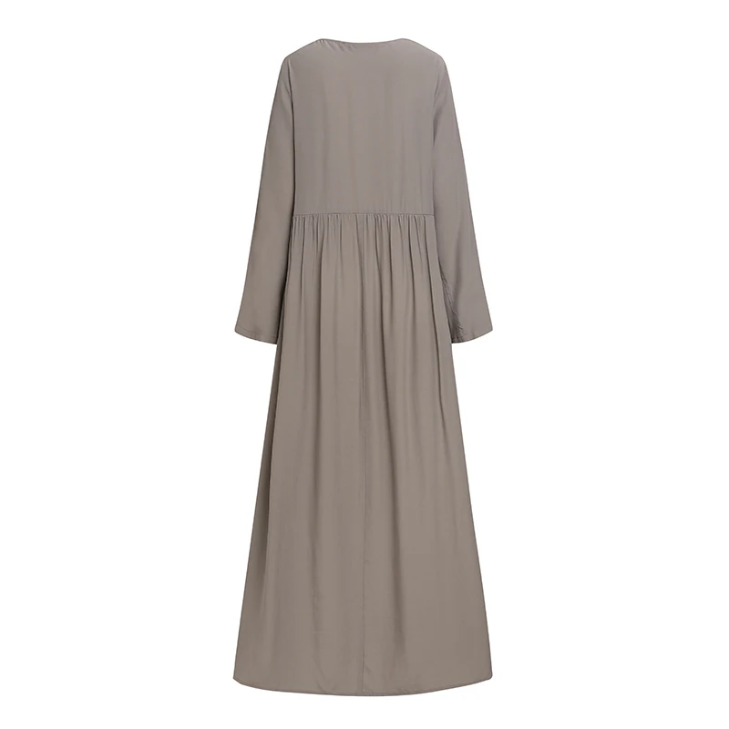 Retro Muslim Islamic Robe Womens Autumn Dress ZANZEA Casual Long Sleeve Button Maxi Vestidos Female Solid Turkish Clothing