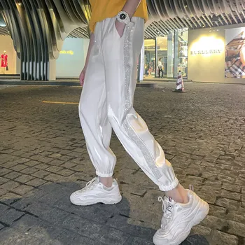 

2020 New Pants Women New Casual Pants Slim High-Elastic Waist Solid Color Female Loose Sports Pants Streetwear Cotton