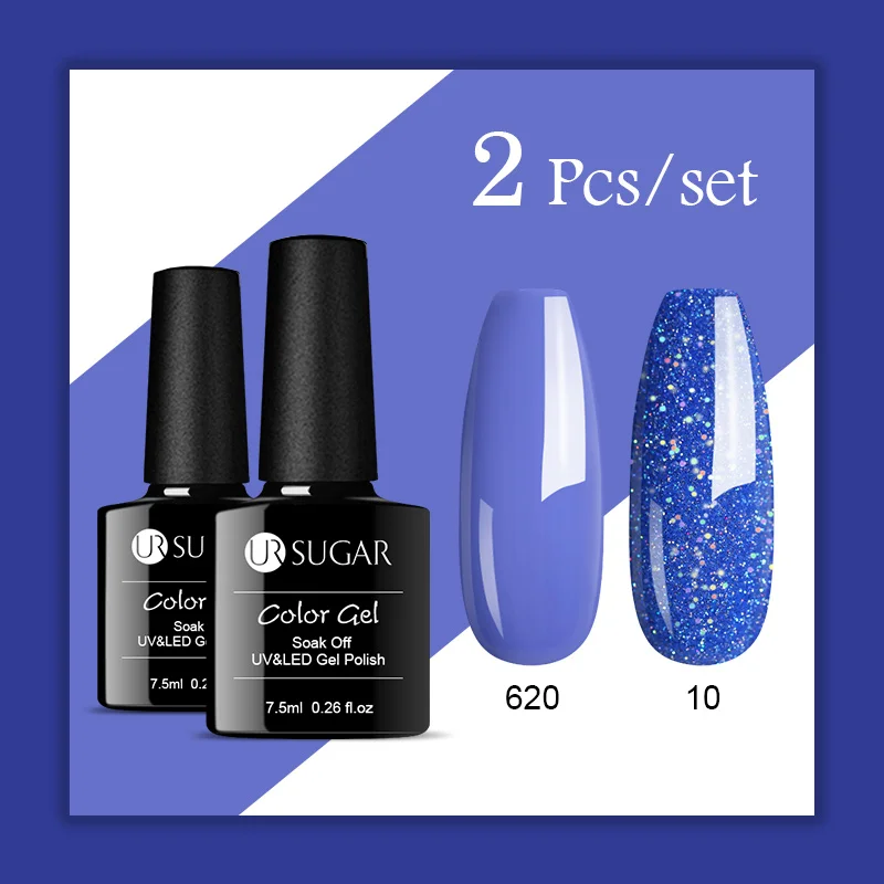 Set 41 Ur Sugar 2 шт./компл. голографический Блестящий Гель-лак для ногтей на Цвет Led гель Лаки! полупостоянная Soak Off Гель лак для ногтей с блестками - Цвет: Set 41