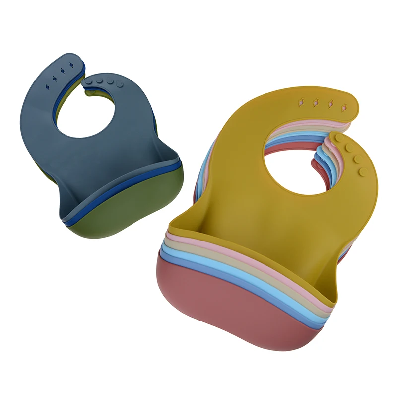 

Silicone Baby Bib Solid Waterproof Bib Infant Toddler Newborn Adjustable Drooling Babador Burp Cloth Baby Feeding Accessory