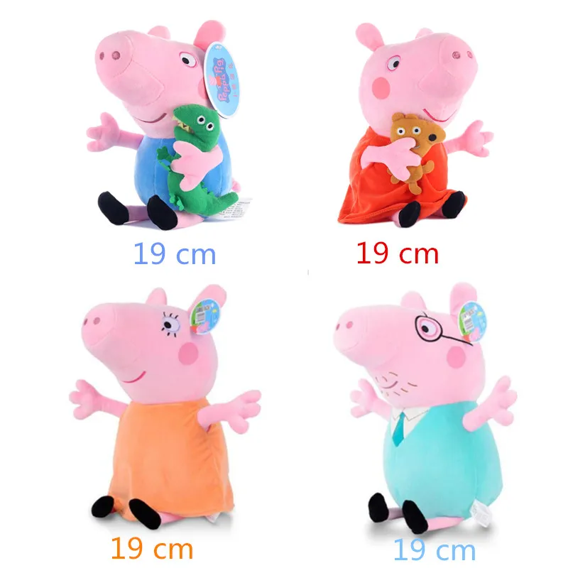 Оригинальные Peppa Pig семья Свинки Пеппы плюшевые игрушки Свинья Семья Детские вечерние украшение-Кукла Мягкие животные плюшевые игрушки кукла подарок - Цвет: Family 19cm