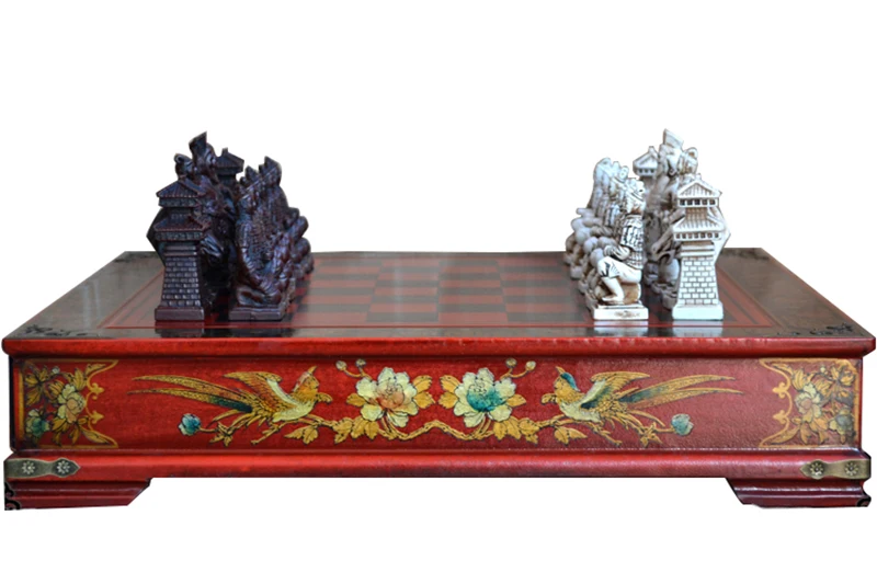 Classic Chinese Terracotta Warriors Wooden Chessboard Puzzle Cartoon Characters Chess Board Game Teenager Adult Birthday Gift