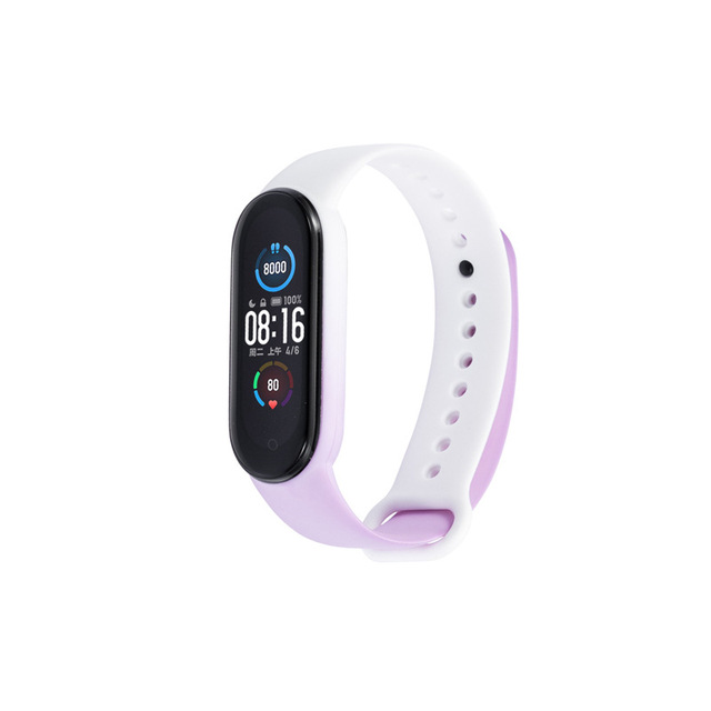 For Xiaomi Mi Band 3 4 5 6 Two-Color Watch Band Wristband Silicone Miband Smart Silicone Bracelet Mi3 M4 M5 Mi6 Glass Film