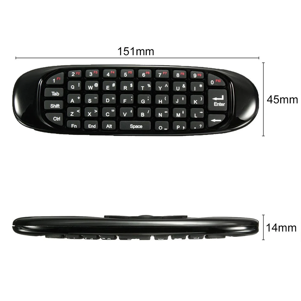 Black ABS Wireless Mini Keyboard Air Mouse for Android TV Box PC