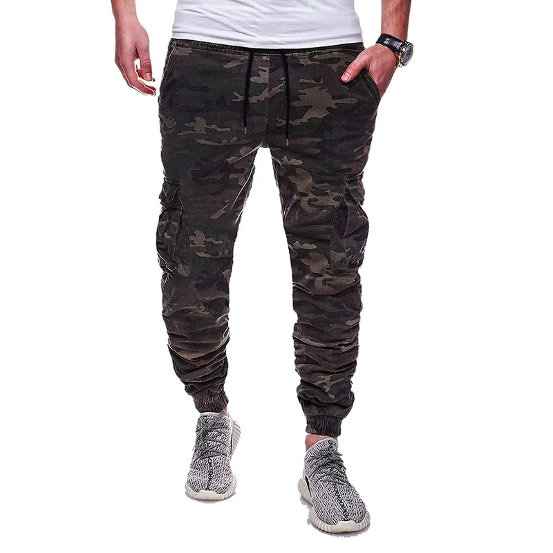 

Large Size Plus-sized Menswear Ouma Fashion Camouflage Printed with Drawstring Belt Casual Ankle Banded Pants