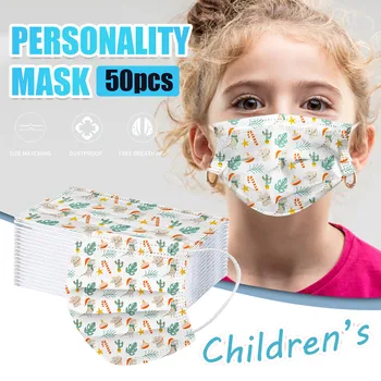 

Fast Delivery 50pcs Children Christmas Cute Print 3ply Face Anti-fog Non-woven Cartoon Mask Protective Dustproof Mascarillas