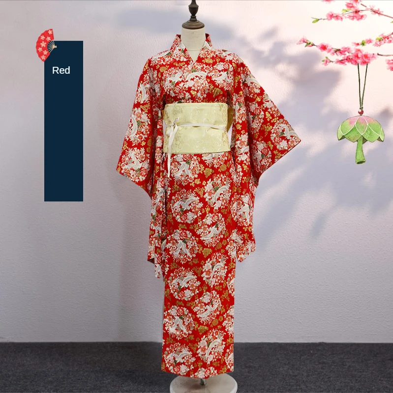 Japanese Kimono Printed Woman Costume Flower Kimono Pure Cotton Bronzing Home Bathrobe Girl Cosplay Stage Diy Prop Costume photo shoot prop khaki boho tulle maternity cothing pregnant gown lace robe couture woman photography costume baby shower dress