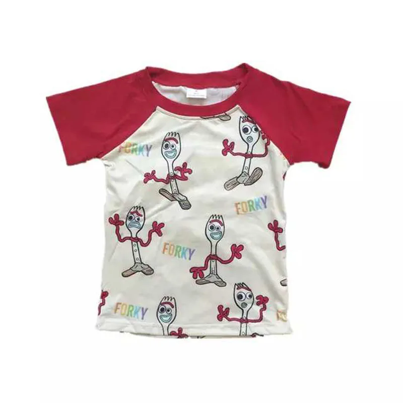 Рождественская рубашка для маленьких мальчиков забавная футболка Kawaii Forky silk milk, футболка с круглым вырезом и короткими рукавами для мальчиков летний топ для маленьких мальчиков, футболка