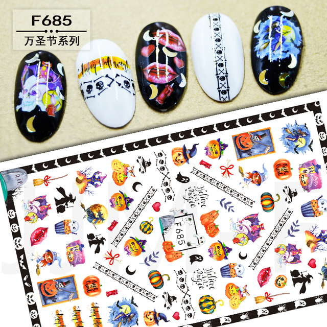 Christmas and Halloween Nail Art Sticker Bow Elk Snowflake Star Nail Slider Skull Lips Snake Nail Art Decal