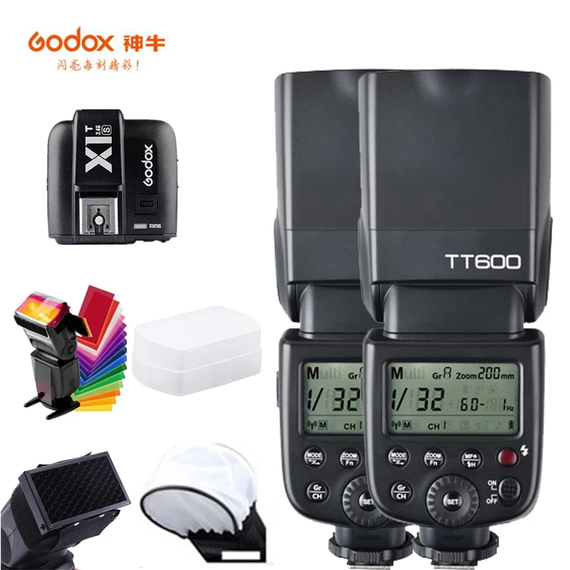 2xTT600 X1T N Godox TT600 камера Вспышка Speedlite 2,4G беспроводной главный Slave X1T-N триггер HSS ttl для Nikon D7200 D7100 D750 D850 D90 D700 - Цвет: 2xTT600 X1T N