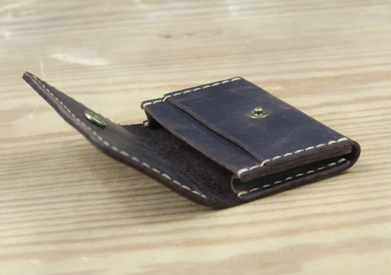 Handmade Genuine Leather Card Wallet  Leather Card Holder Men small Purse Credit ID card Holder Women Business Card case MC-412 5