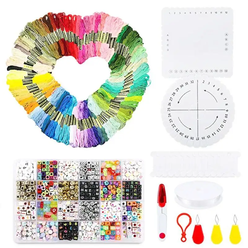 

100 Color Embroidery Threads Acrylic Alphabet Letter Cube Beads DIY Bracelet Bag Necessary Household Cross-stitch Supplies