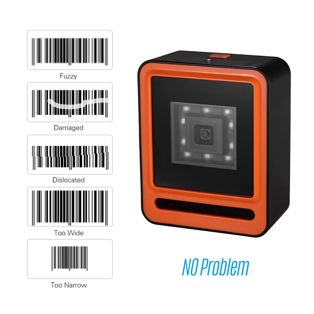 Aibecy Hands-free USB проводной 1D 2D QR сканер баркодера Настольный многонаправленный считыватель штрих-кодов для супермаркет, розничная торговля