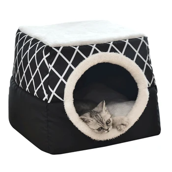 

2 In 1 Dog Cat Indoor Windproof Washable Winter Warm Portable Foldable Pet Bed Sleeping Anti Slip Easy Clean Soft Home Relax