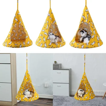 

S/M Conical Pet Cat Hammock Cage Sleeping Hanging Swing Tent Home Cat Puppy House Portable Travel Cat Accessories Pets Toy