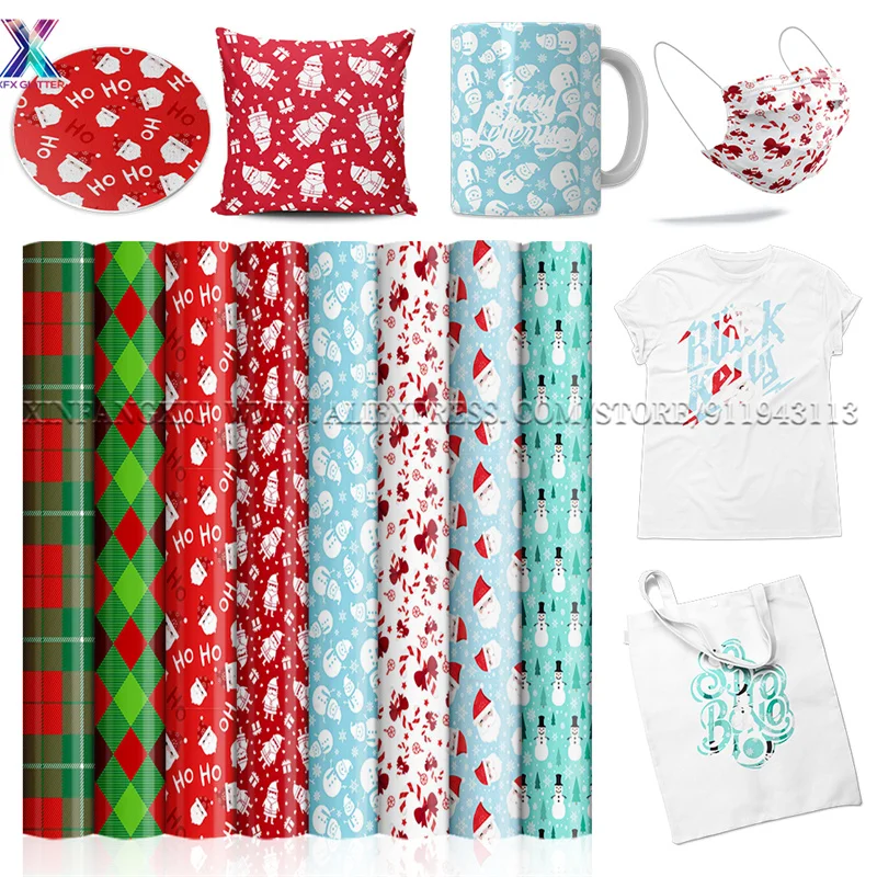 

XFX Christmas Infusible Transfer Sheets Ink 12 Pcs 12"x12" Infusible Sublimation Paper for Mug Coaster Canvas Bag Pet Tag Cricut