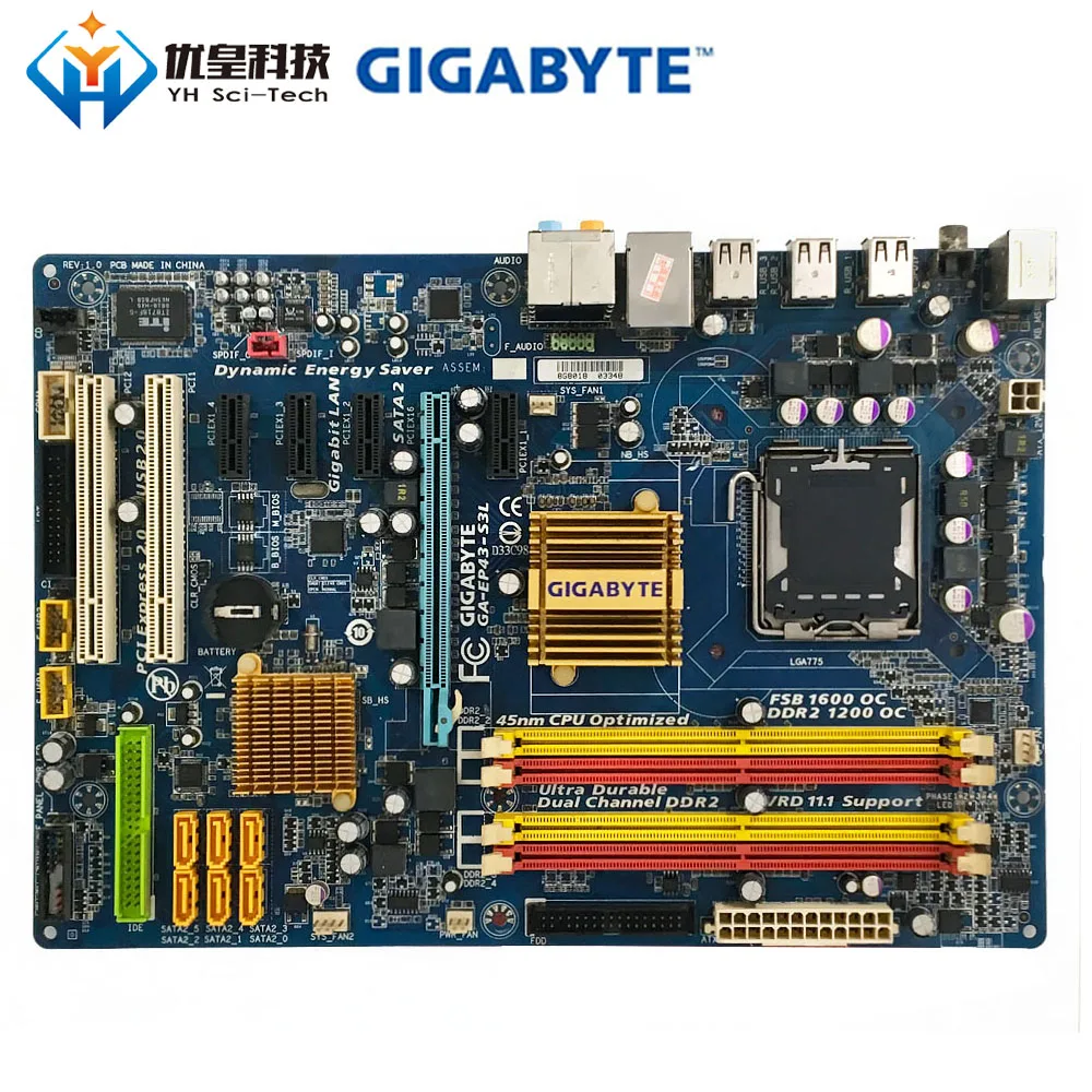 Материнская плата Gigabyte для настольного ПК с процессором Intel P43 LGA 775 DDR2 16 ГБ SATA2 usb 2 0