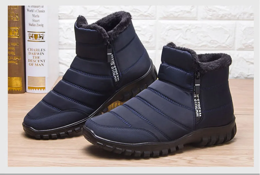 Winter Men's Waterproof Ankle Snow Boots with Non-Slip Soles - true deals club